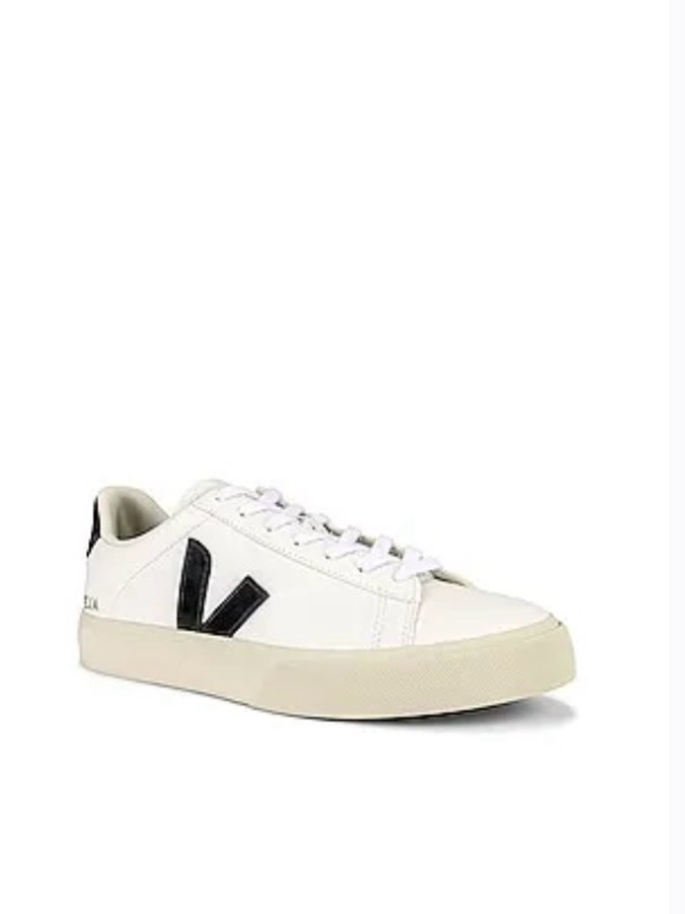 Veja White Leather Sneaker with Black V Accent